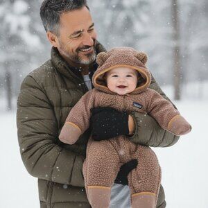 Columbia Baby Sherpa Fleece Bunting Suit Brown Bear Hood 3–6 Months